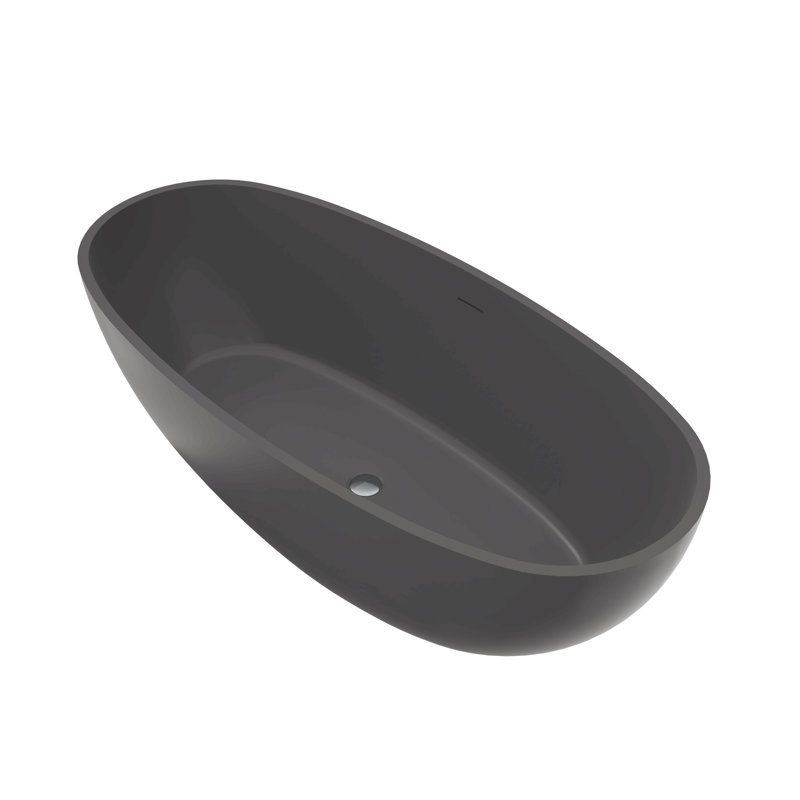 Baignoire de trempage autoportante 65,2 pouces, Gris mat