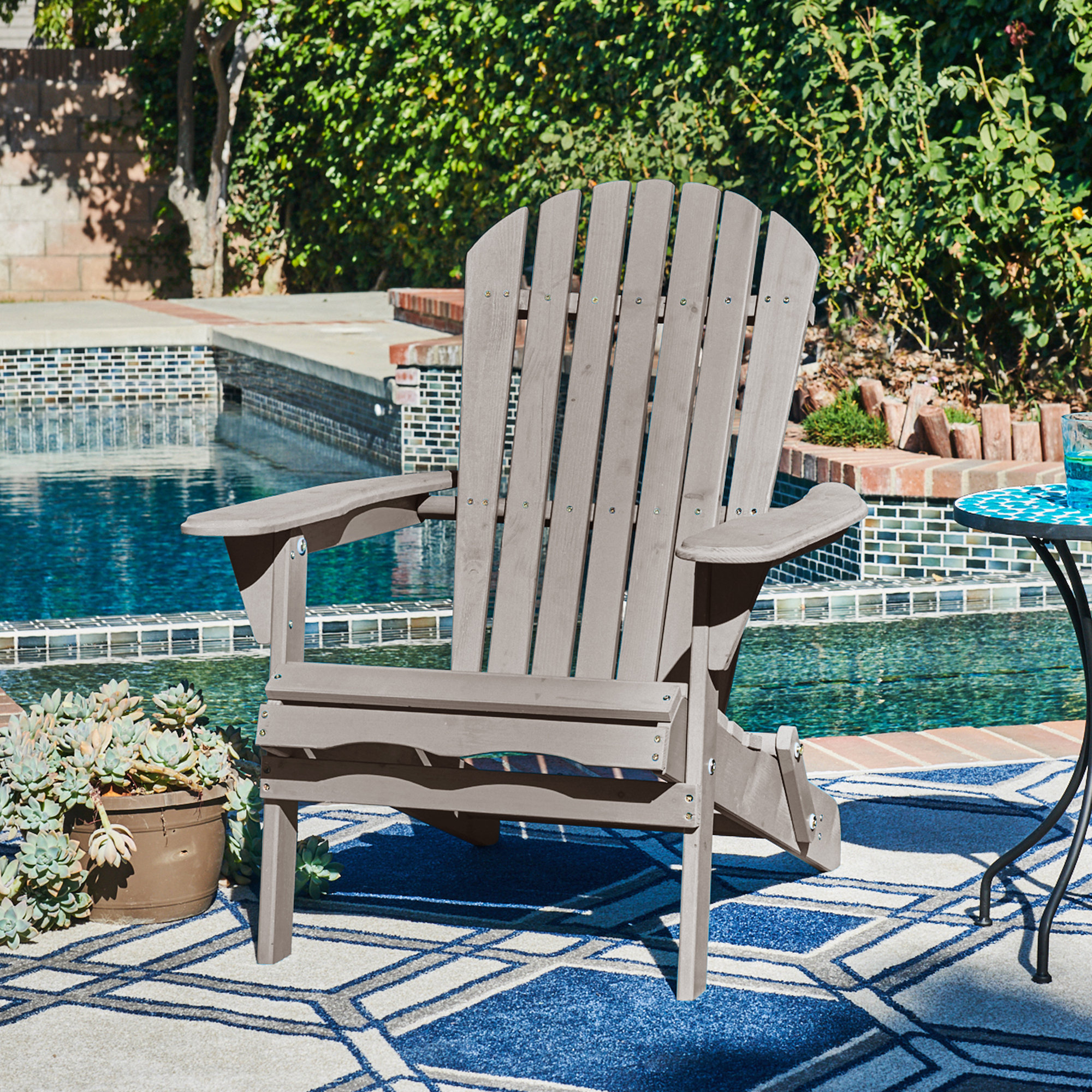 Highland Dunes Philbrick Solid Wood Outdoor Folding Adirondack Chair & Reviews | Wayfair