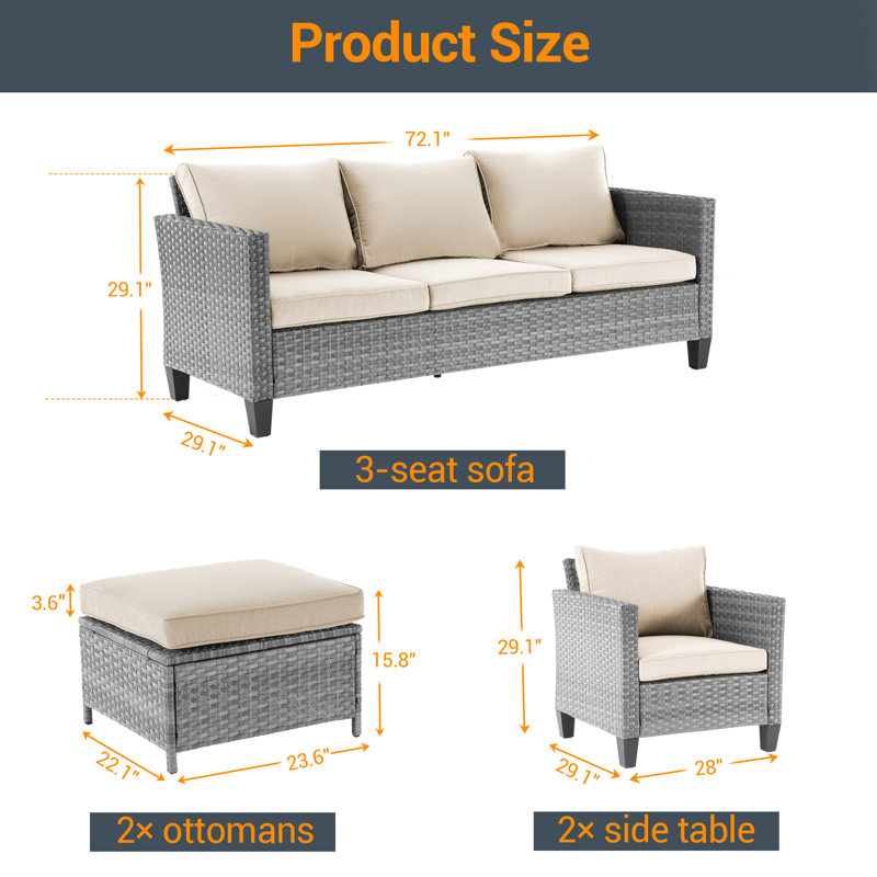 Astling 5 - Person Patio Conversation Set with Cushions, Beige