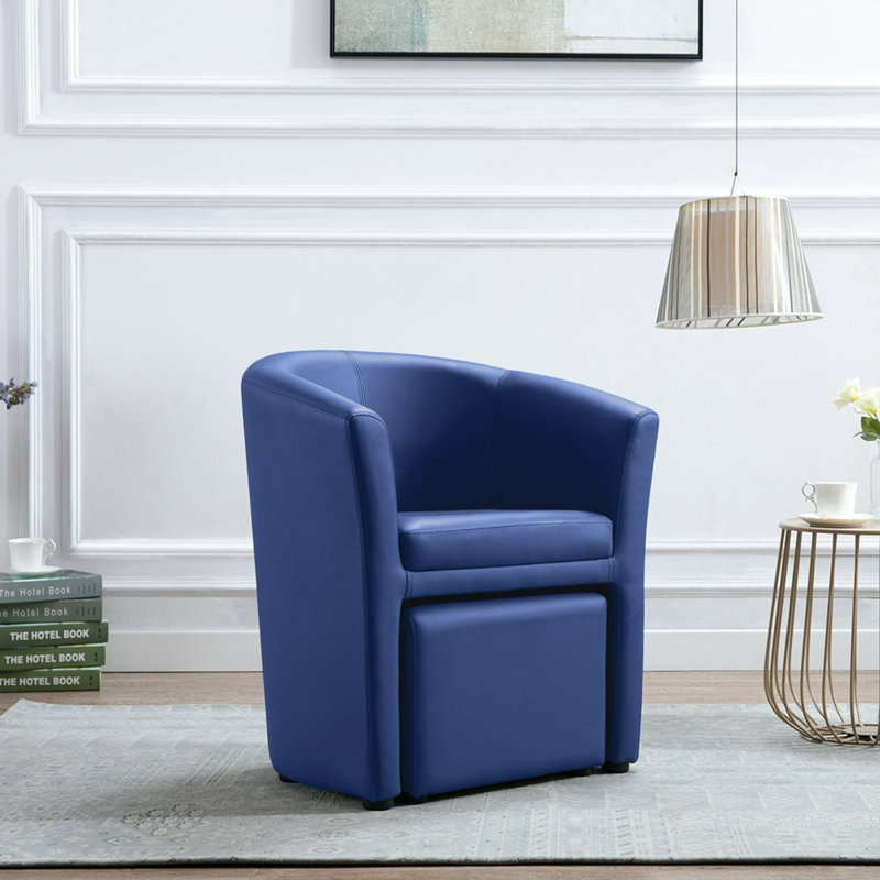 Fauteuil demi-tonneau avec repose-pieds Babumba, Bleu