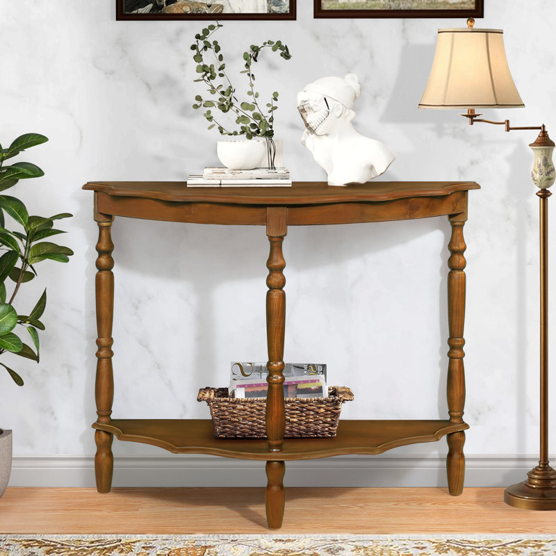 Console en forme de demi-lune de 42 po avec plateau et pieds ouverts