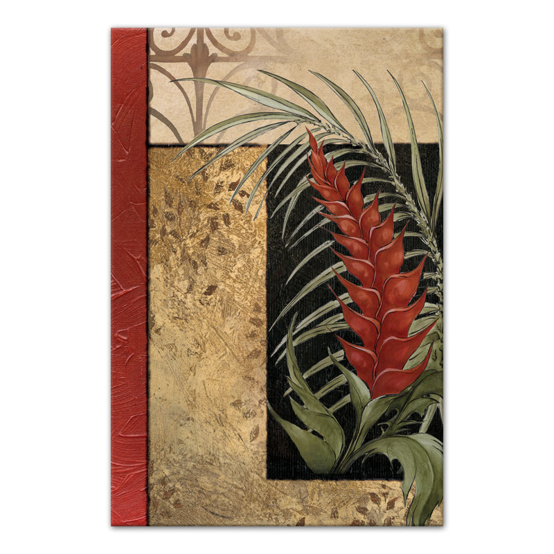 Palmier rouge sur toile, H 36 po x l 24 po x P 1,25 po, Sans cadre