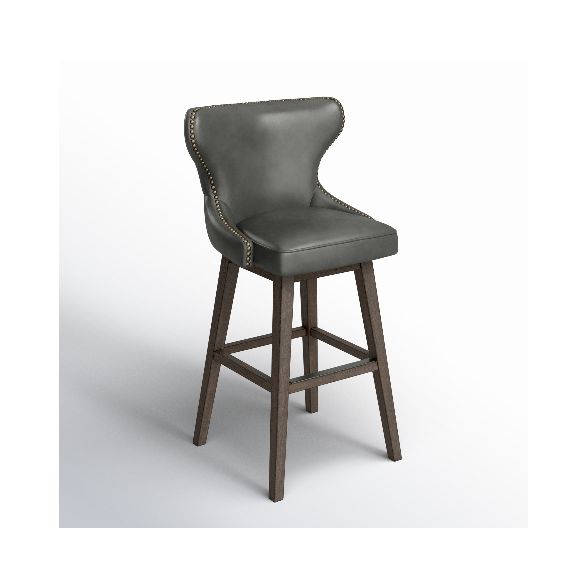 Caraline Leather Swivel Stool, Wax Elephant Faux Leather, Bar Stool ( 30" Seat Height)