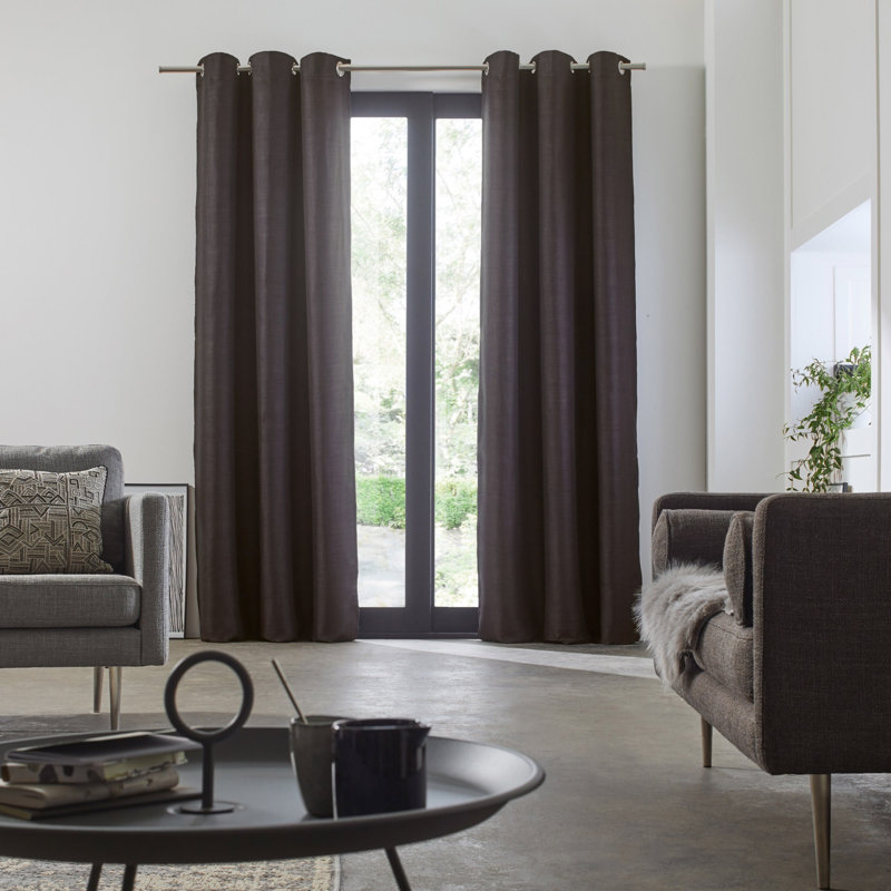 Lina Polyester Blackout Single Curtain Panel Single Panel, Dark Gray, 78.74" W x 110.2" L