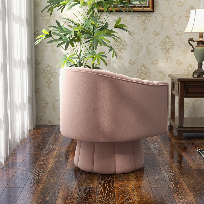 Aynur Velvet Swivel Barrel Chair, Pink