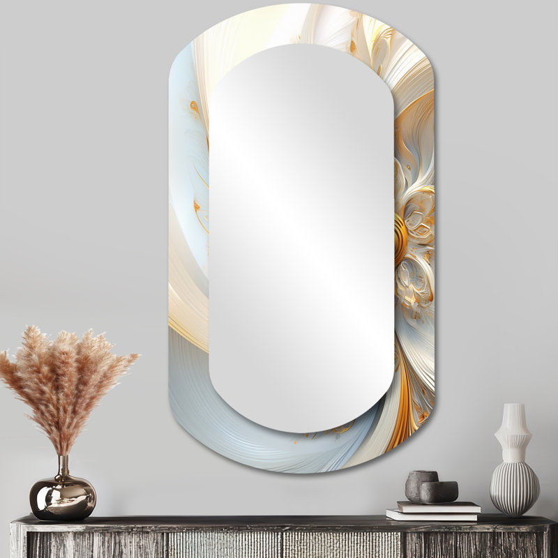 Grand miroir mural asymétrique moderne Whirling, 43 po x 23 po