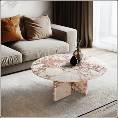 Table basse en marbre naturel avec surface polie, pierre véritable pour décoration de salon élégante, 70 x 32 cm