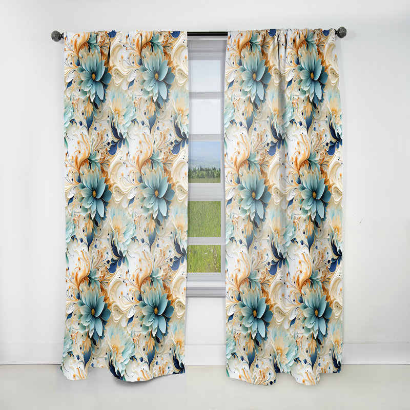 Ethereal Whispers Paisley Pattern II - Floral Curtain - Velvet Room Darkening - 1 panel, 52" W x 108" L