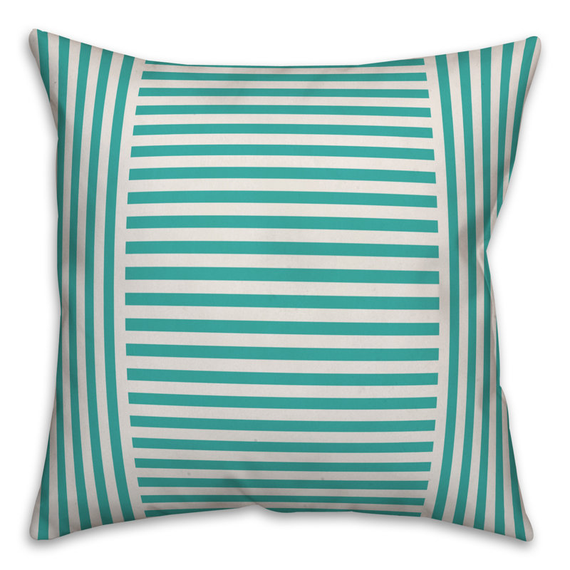  Coussin décoratif intérieur / extérieur Farmhouse, 16 po x 1 po, Blanc / bleu sarcelle, Polyester / Bourre en polyester