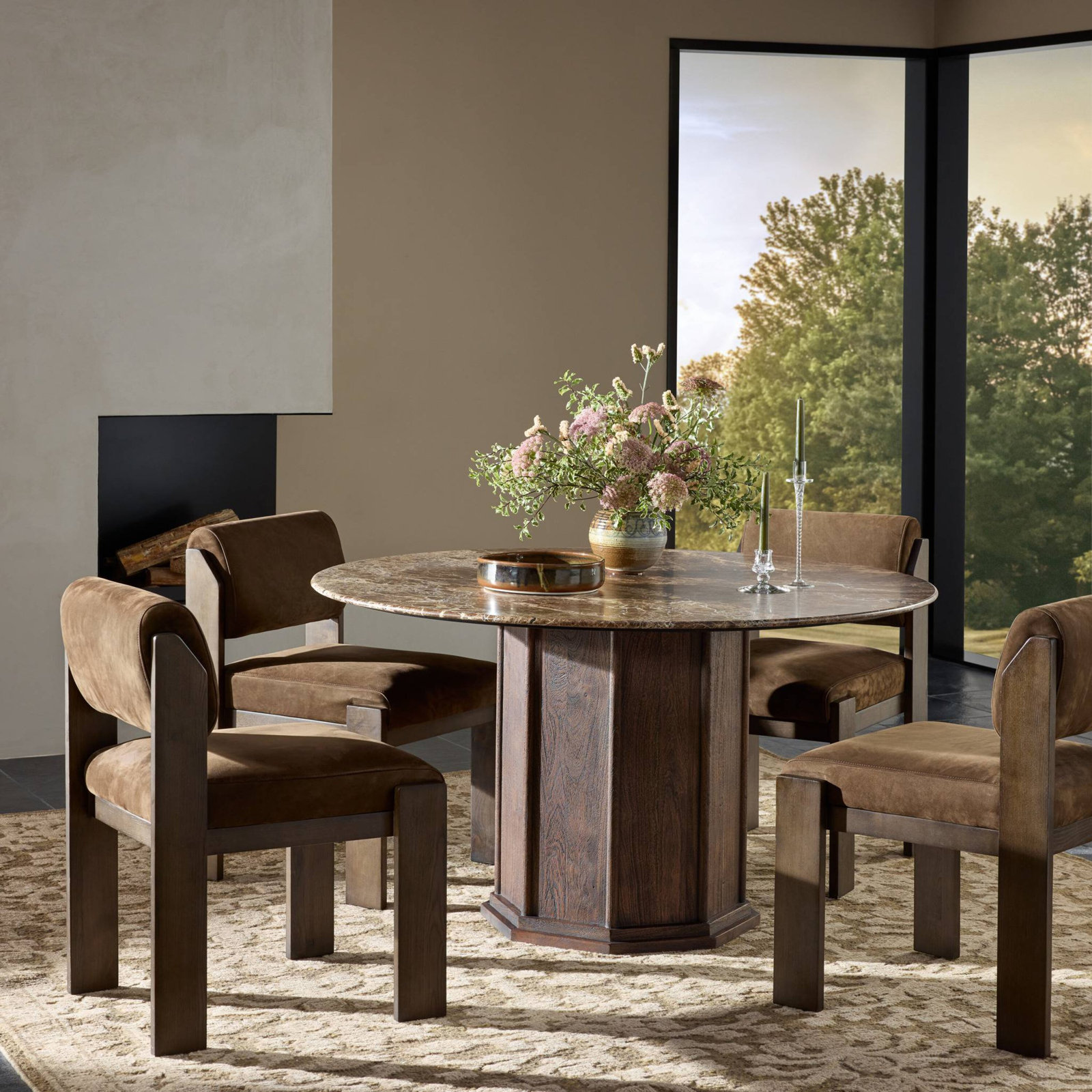 Agatha Acacia Dining Table, 30”H x 55”L x 55”W