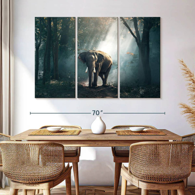 Sunlit Jungle Elephant, 32" H x 50" W