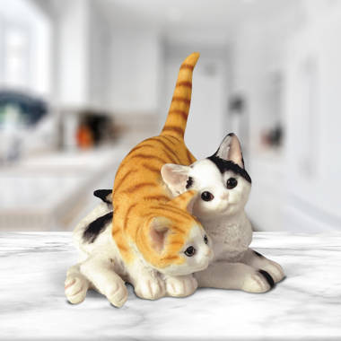 Orange and White Kitten Figurine - 5” x 4.5” x 3.5”