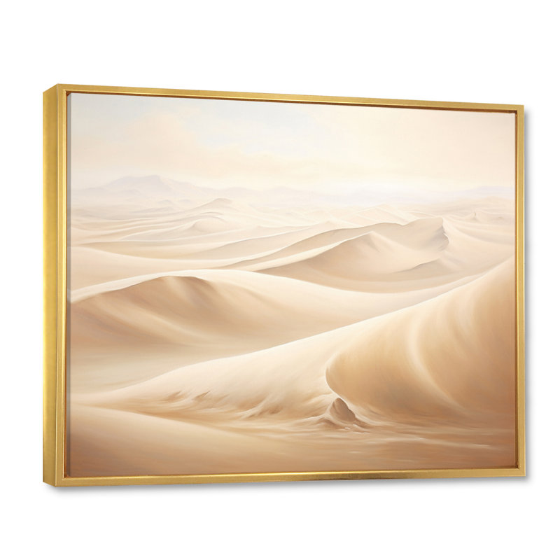 Minimalisme désert sables de sérénité III sur toile, H 24 po x l 32 po x P 1 po, Cadre flottant doré