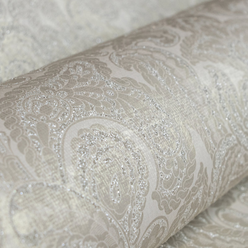 Adonea Aphrodite Glass Beads 3D Embossed 33' L x 21" W Wallpaper Roll, Cream Gold