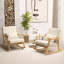 Chaise berçante rembourrée avec coussin 1 pièce 1 pièce avec structure en bois d'hévéa beige