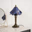 Lampe de table en verre teinté pétale bleu mauve de style Tiffany, base en résine bronze antique, ampoule E26 chaude incluse, lampe d'appoint rétro-1644197064
