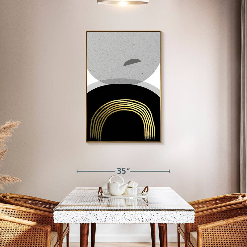Or noir minimaliste II, Cadre flottant doré, 29 po x 43 po