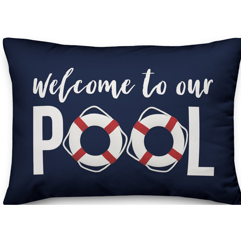Navy Welcome to Our Pool Indoor/Outdoor Polyester Pillow