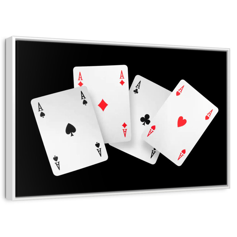 Quatre cartes As, Cadre flottant blanc, 43 po x 29 po