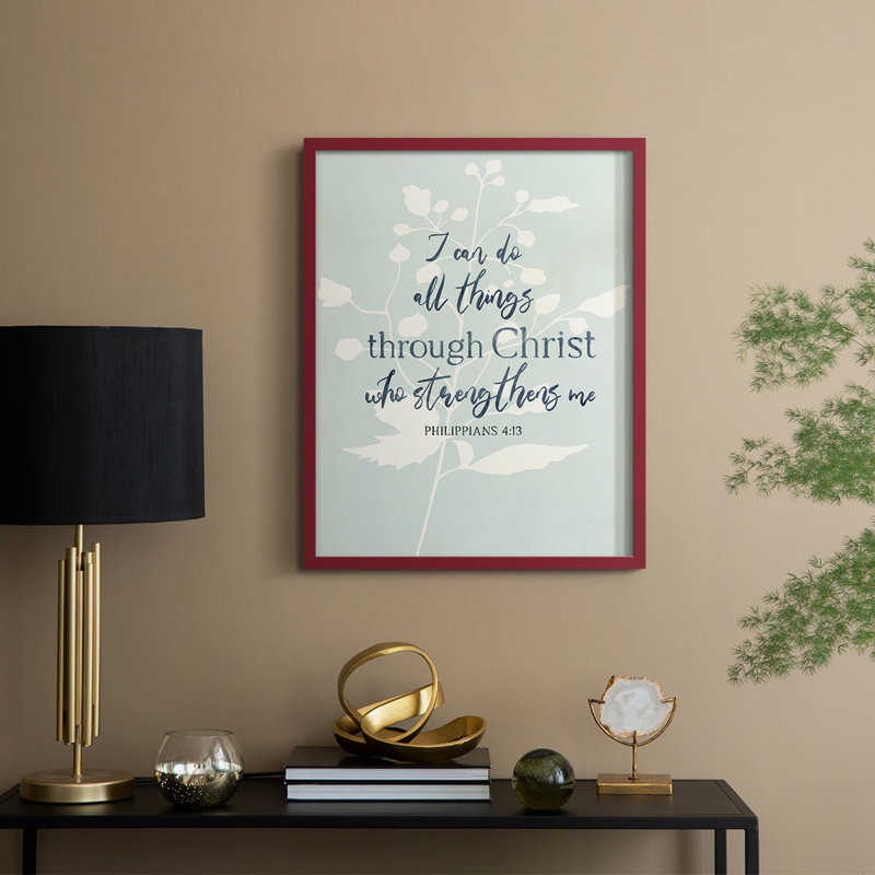 «I Can Do All Things», reproduction encadrée - bois massif, H 11 po x l 9 po, Rouge