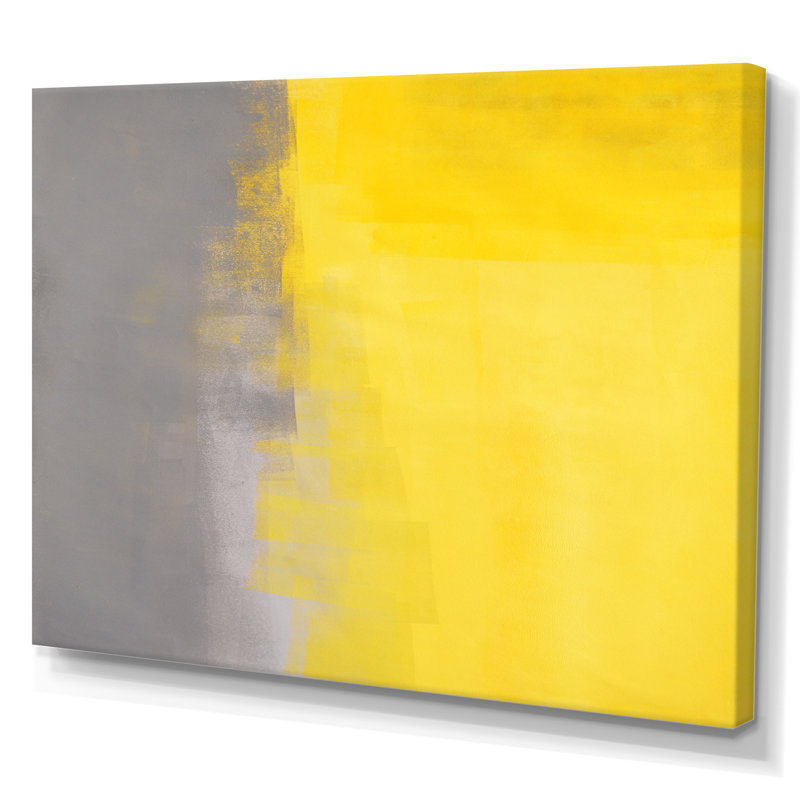 «Gray Meets Yellow Abstract Art X», reproduction sur toile flottante, H 8 po x l 12 po x P 1 po, Toile tendue