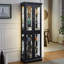 Élégante vitrine vitrée éclairée - Rangement à cadre en bois pour le salon, la cuisine et le garde-manger - Ampoule incluse - Idéal pour le vin, les jouets et les objets de collection - Noir