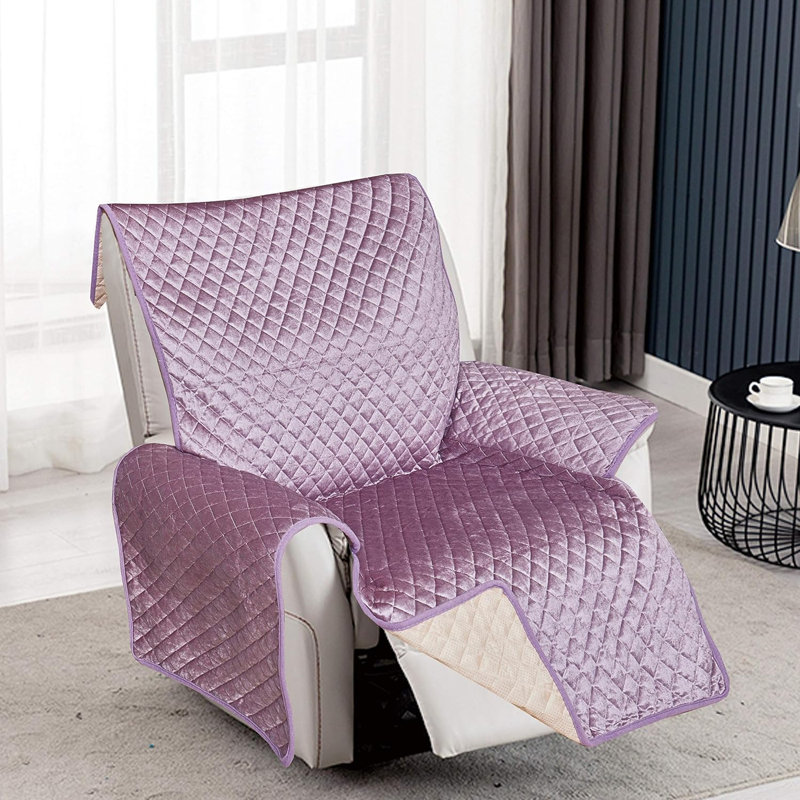 Housse pour fauteuil inclinable en velours antidérapant (28 po), 100 % polyester mauve