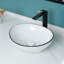 Lavabos vasque de salle de bain ovale blanc 16,1 "x 13,4" avec garniture noire Davivy