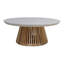 Table basse ronde avec plateau en pierre de lave / grc et base en teck-105735439