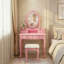Ensemble de bureau de coiffeuse Princess avec miroir pivotant à 360 ° et beaucoup de rangement-401488066