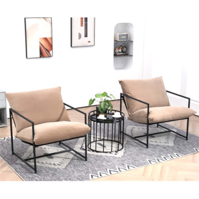 Fauteuil d'appoint élégant en velours moderne, fauteuil inclinable contemporain avec cadre en métal et siège profond pour bureau personnel