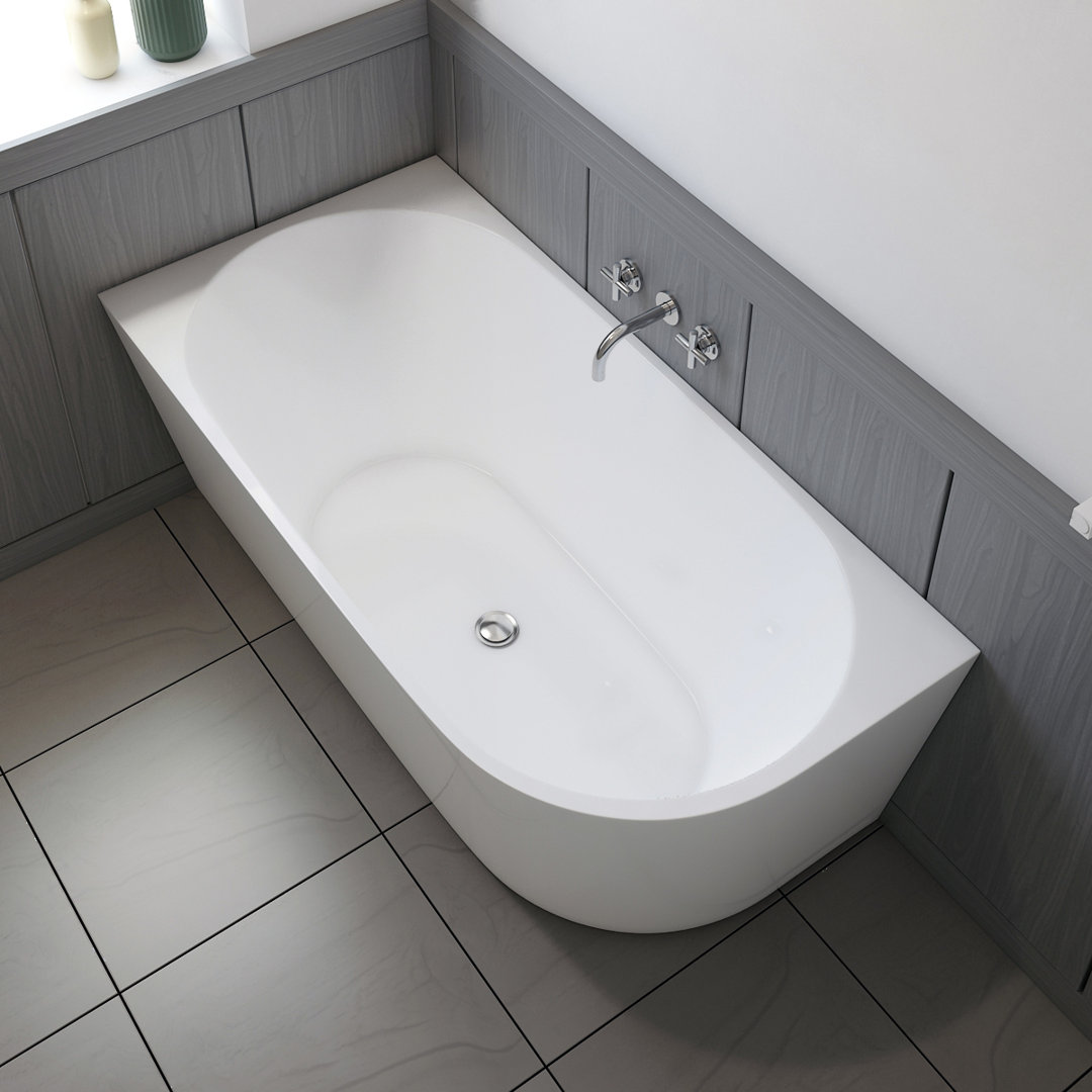 59'' x 29.5'' Corner Soaking Acrylic Bathtub A&E Bath and Shower