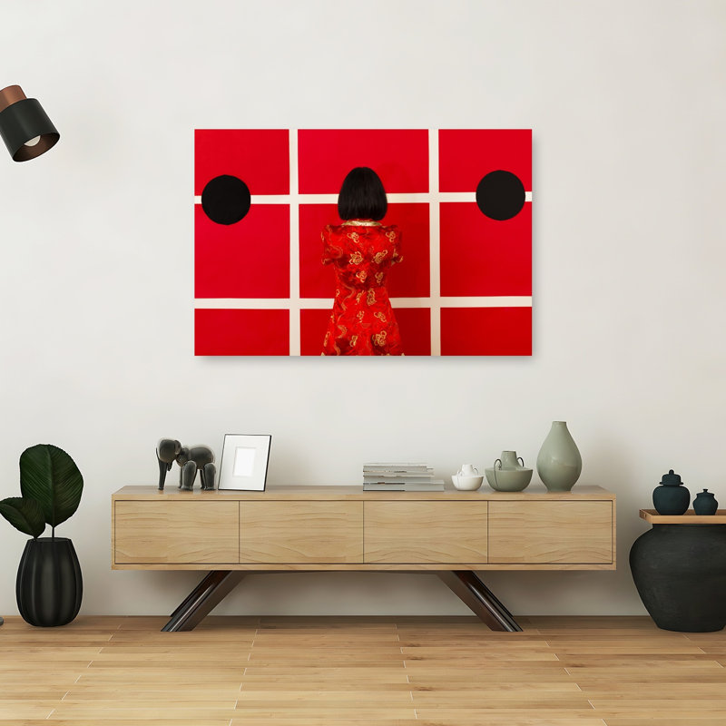 Vibrant Red Chinese Style Contemporary Wall Art Print by Hamed Khosroshahi - Wrapped Canvas Print, 101.6cm H x 152.4cm W