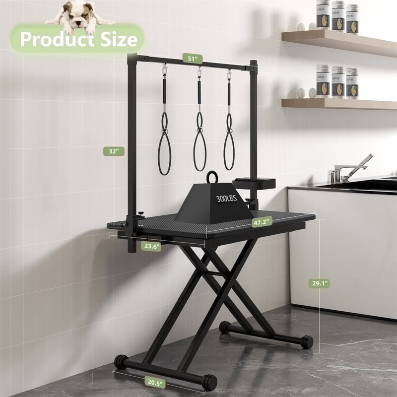 Table de toilettage pliable avec accoudoirs réglables