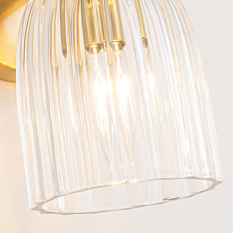 Claridge 2-Light Up and Down Fluted Ribbed Glass Asymmetrical Hourglass Wall Sconce