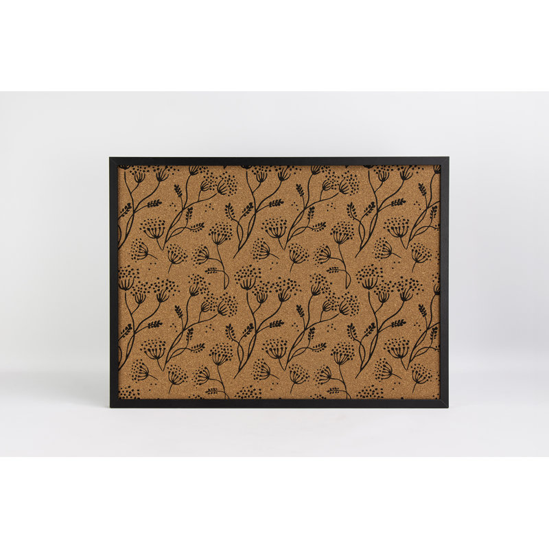 Panneau de liège noir imprimé floral