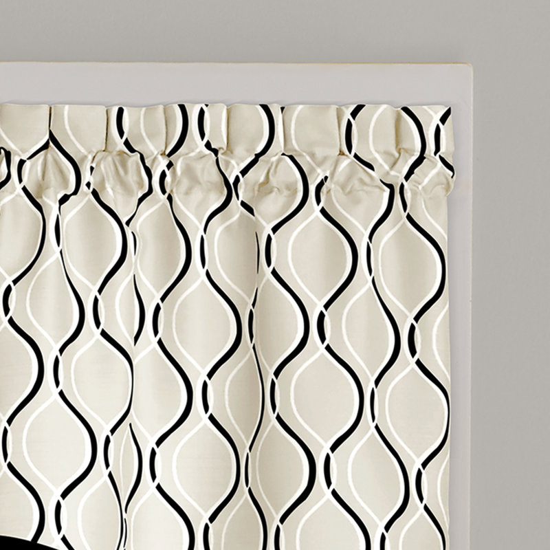 Nikalas Geometric Tailored 50'' W Window Valance, Black