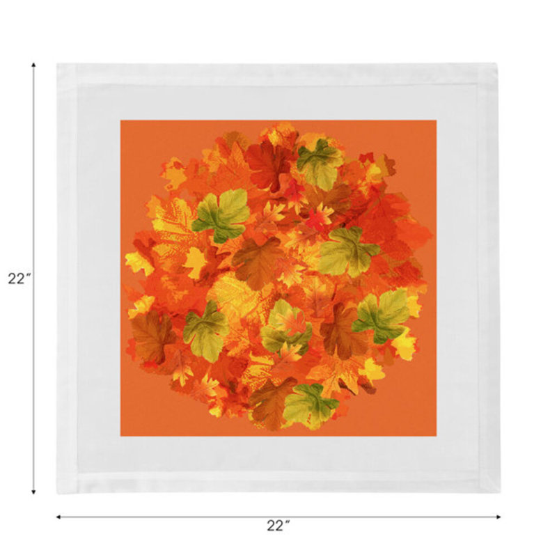 Serviettes de table en satin de coton Fallen Leaves, Orange