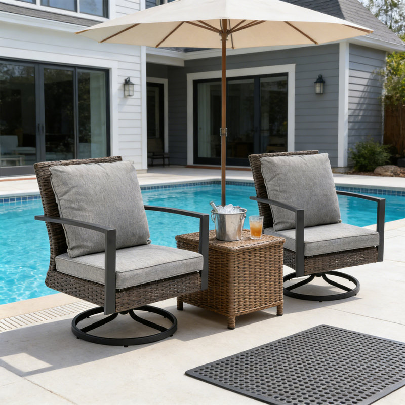 Ensemble de conversation moderne de qualité supérieure pour patio avec structure en métal robuste