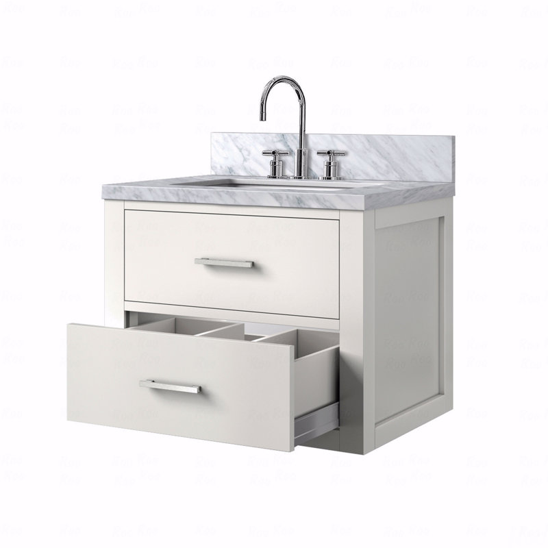 Ensemble de meuble-lavabo à simple cuve 24 po de largeur x 18 po de profondeur avec comptoir en acrylique et robinet, Blanc