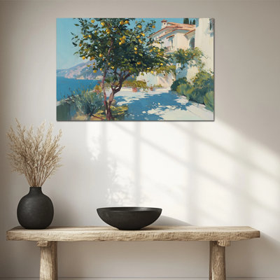Art mural citron, art mural méditerranéen sur toile, cuisine italienne, photos encadrées pour la cuisine, affiche murale de fruits prête à accrocher 20 po x 30 po