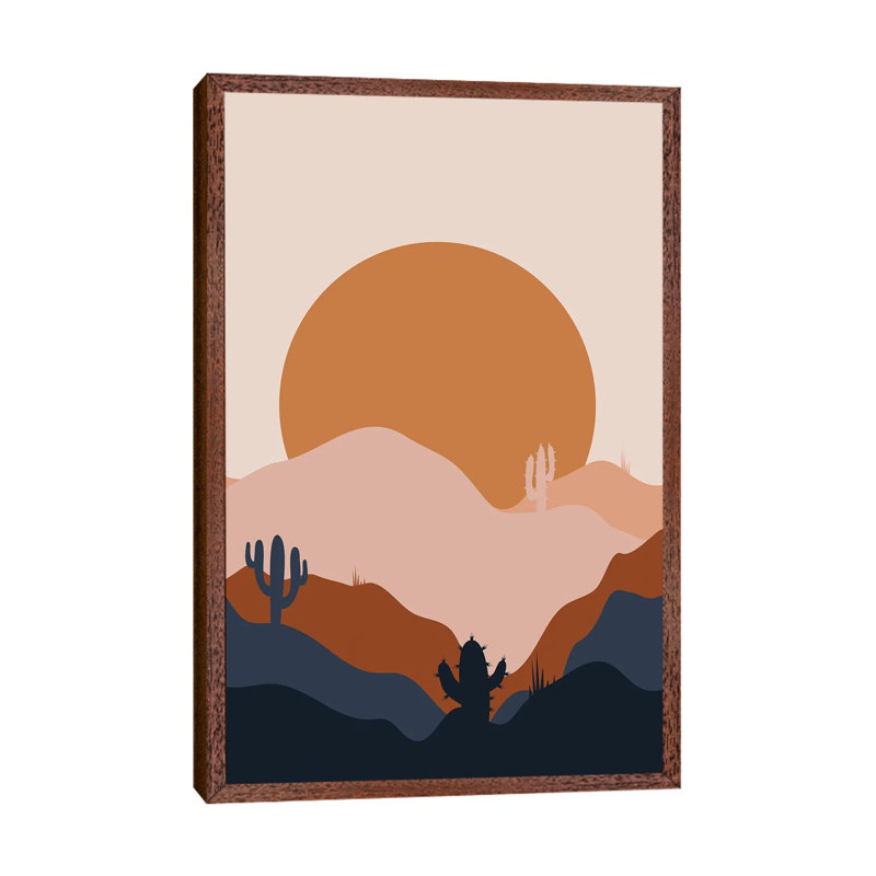 Desert Flow - Print on Canvas, 66.04 cm H x 45.72 cm W, Classic Brown Wood Framed