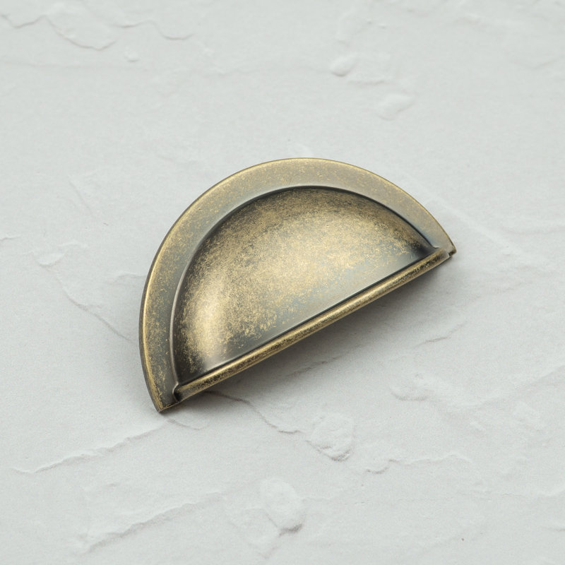 Rustic Antique Brass Cup Handle & Coordinating Knob, 30mm Knob