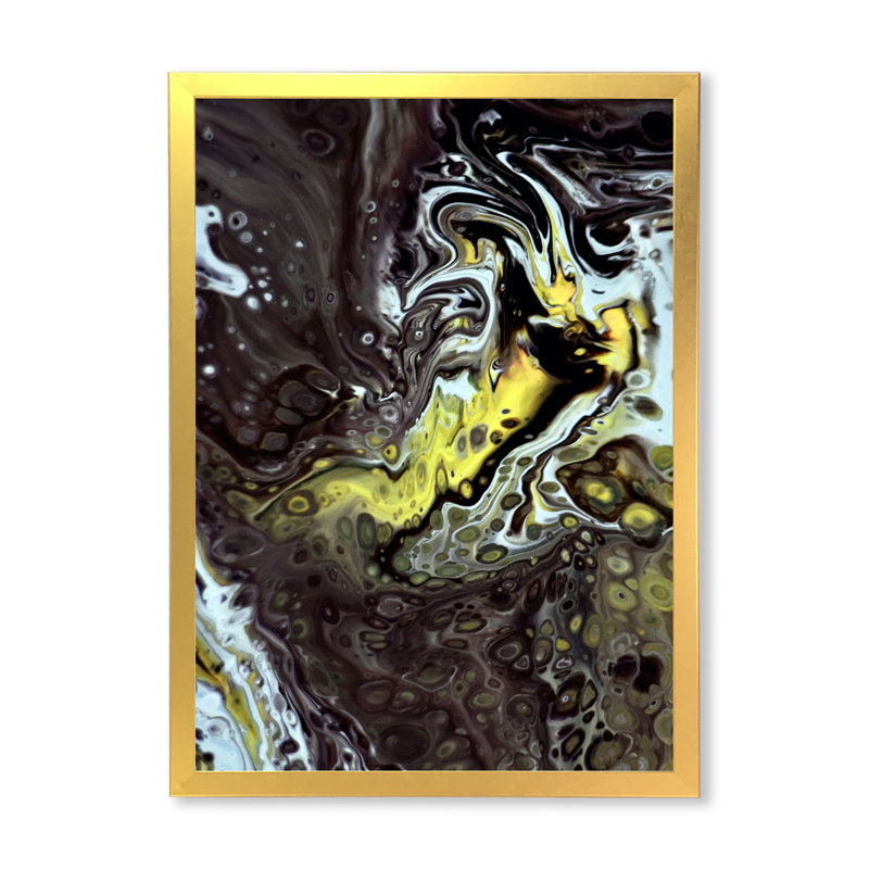 Œuvre d'art moderne sur toile, Encadrement doré, H 16 po x l 32 po x P 1 po