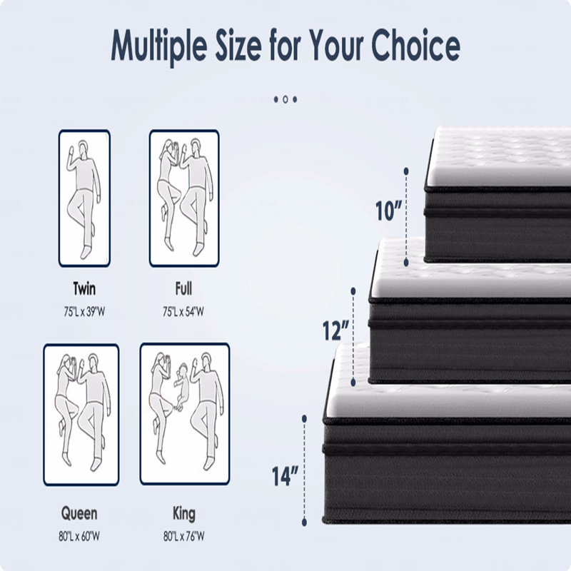 Matelas hybride 12 po, ressorts ensachés individuellement, 12"