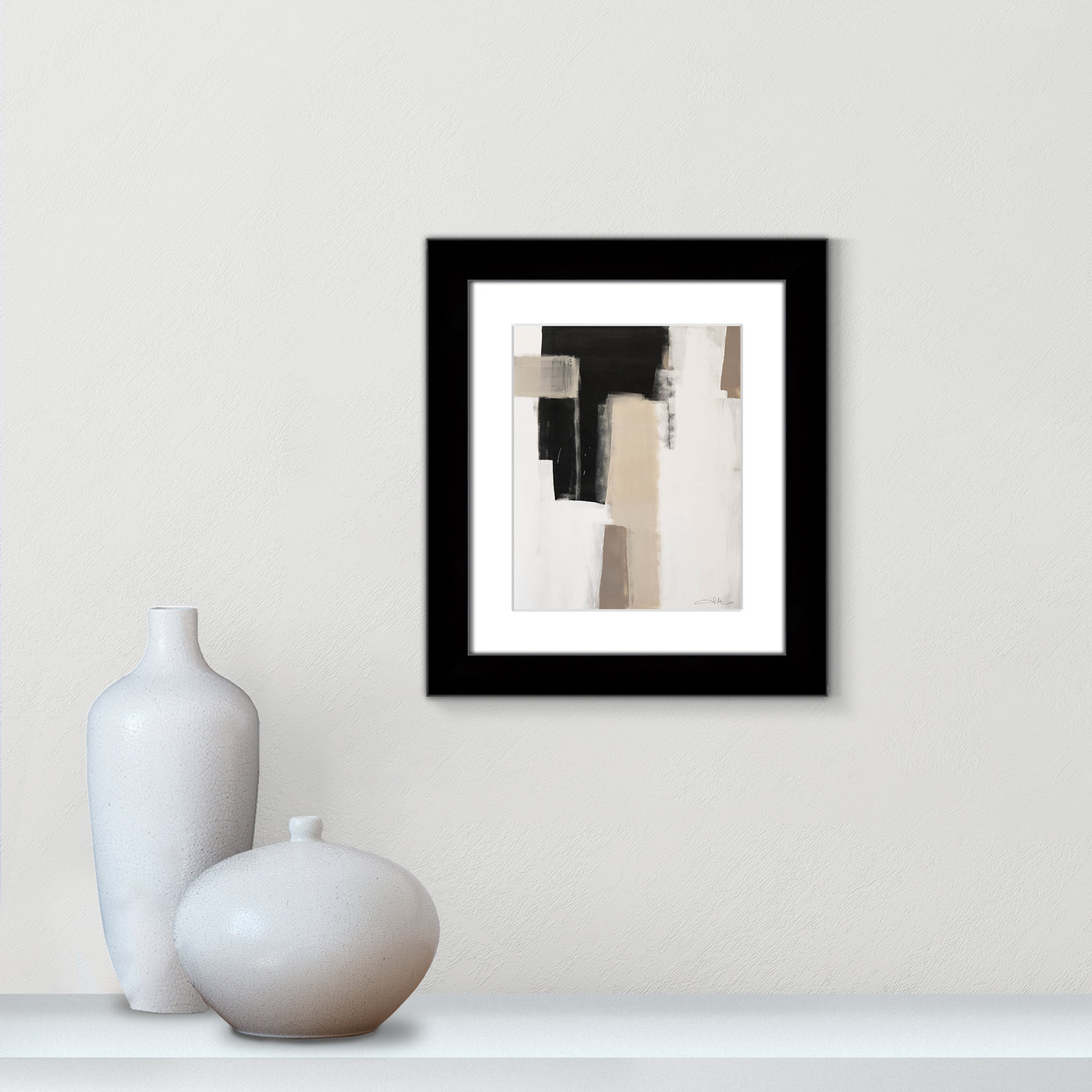 Calvin "Earth Scapes I" Print, 16.5" H x 14.5" W x 1.25" D, Black Cube Frame Matted