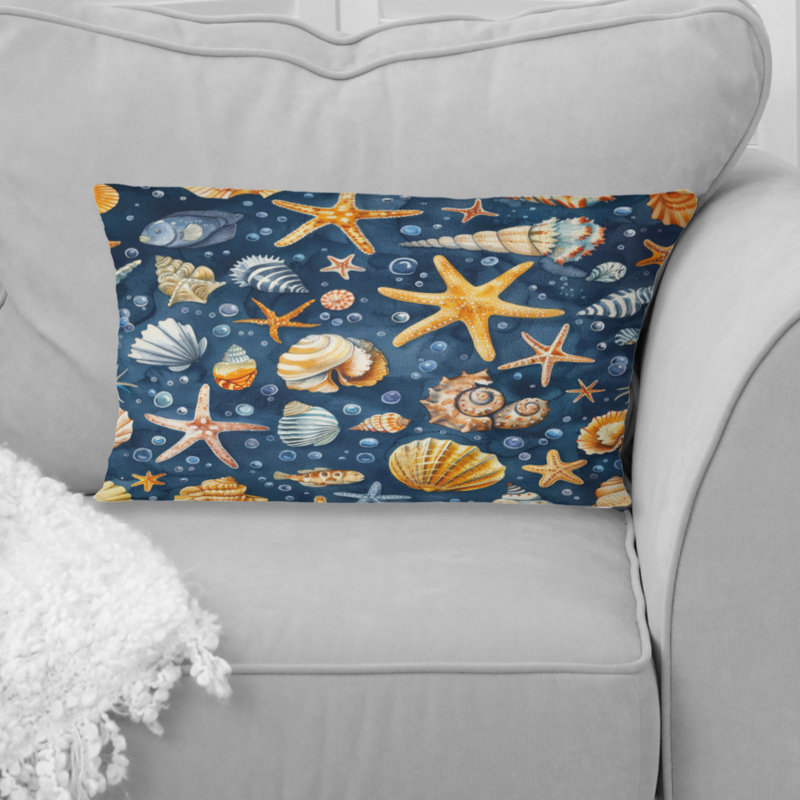 Coussin lombaire côtier orange et bleu II