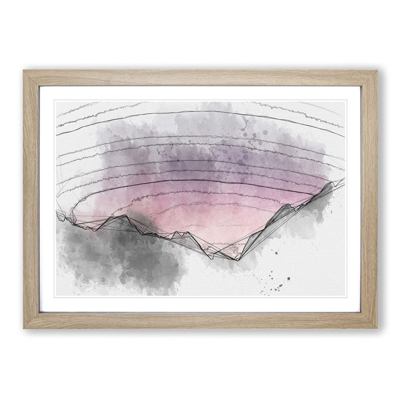 Pink Sky at Night - Picture Frame Graphic Art Print, 35cm H x 50cm W x 2cm D, Oak