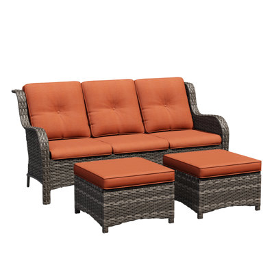 73'' Wide Wicker Patio Sofa with Cushions