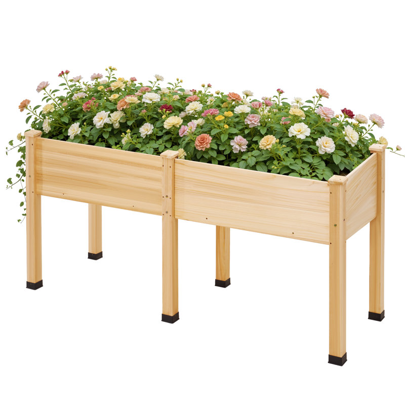 Wooden Raised Garden Bed With Legs - Elevated Planter Box Outdoors For Deep Rooted Plants, Ideal For Balcony, Easy Assembly, Patio
